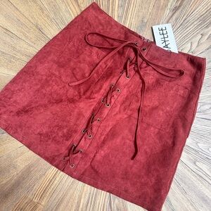 Maroon Suede Mini Skirt
